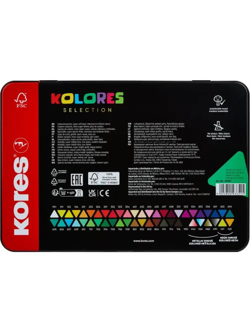 Карандаши цветные Kores Kolores 3-гран 3мм 50 цв/наб в металл.коробке 93351