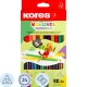 Карандаши цветные двойные 24 цв.,12 шт Kores DUO Jumbo, трехгр,5 мм,93252