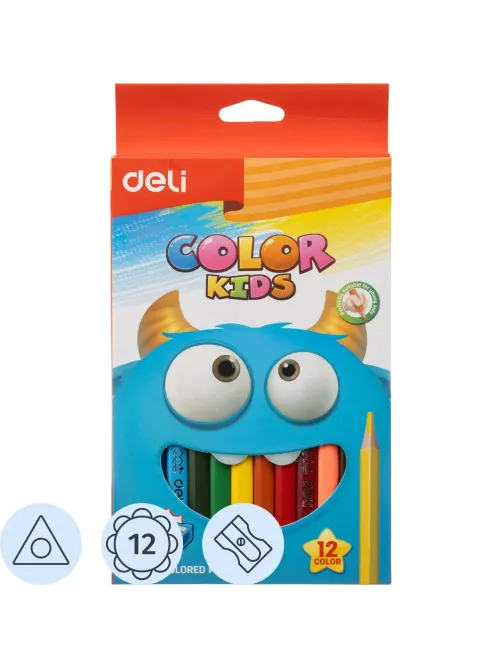 Карандаши цветные Deli EC00600 Color Kids трехгран. 12цв/наб. Jumbo