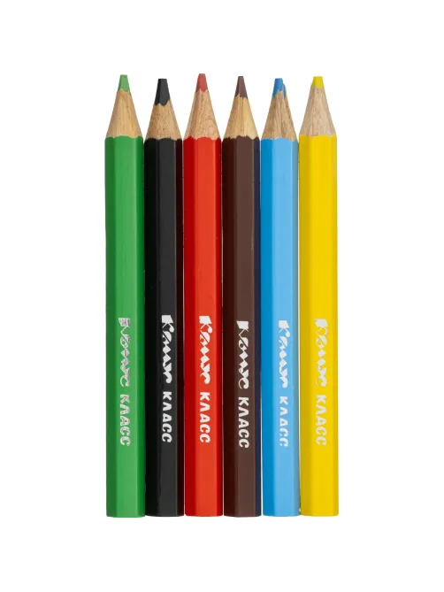 Карандаши цветные 6цв/наб6-гран Комус Класс ColorPics коротк,88мм