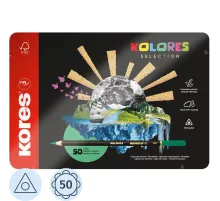 Карандаши цветные Kores Kolores 3-гран 3мм 50 цв/наб в металл.коробке 93351