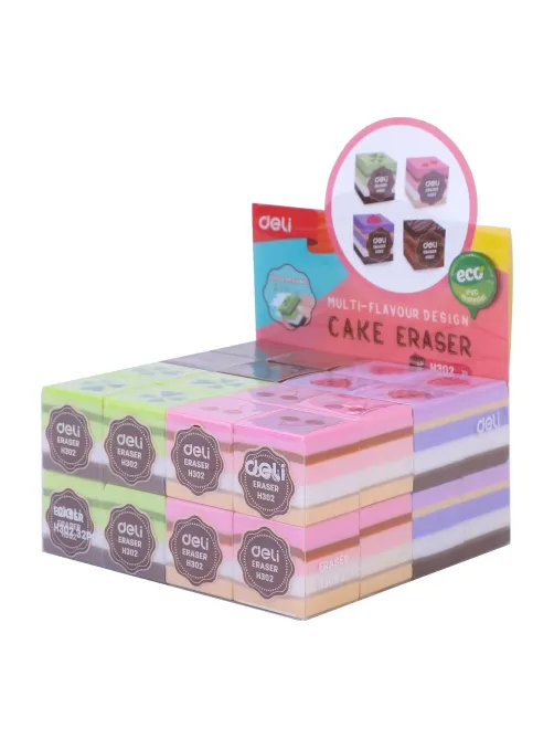 Ластик Deli EH302 25х25х25 мм, ПВХ, ассорти
