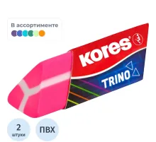 Ластик Kores треугольный неон 1/2 шт., блистер в ассортименте