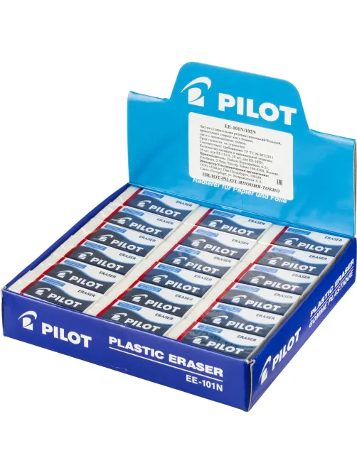 Ластик PILOT EE101 винил, карт.держатель, белый, Япония, 42х19х12мм EE101
