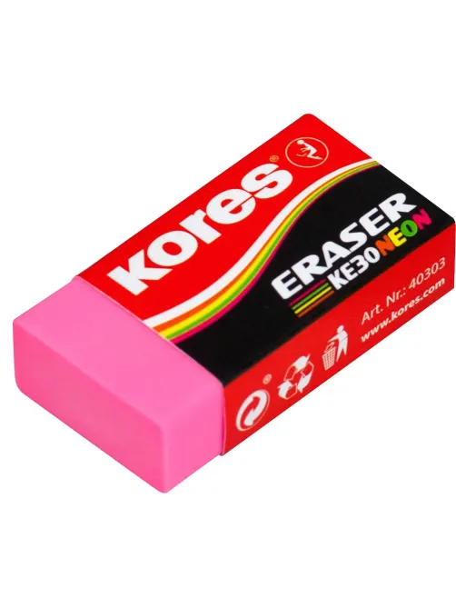 Ластик Kores цветной, 40x21x10mm в дисплей-боксе, цвет в асс 40303