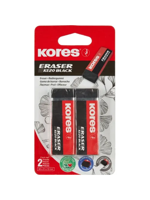 Ластик Kores 2шт/уп, черные