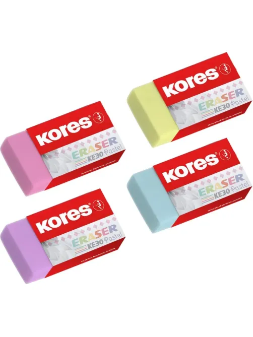 Ластик Kores 40x21x10мм 3 шт/уп, пастельный KE-30, блистер 40315