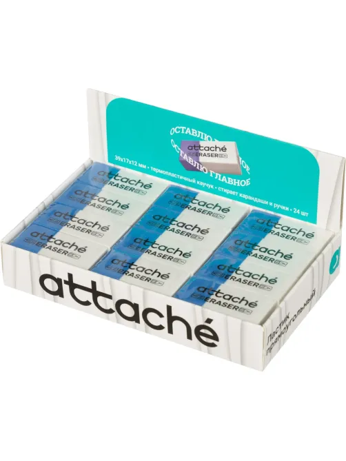 Ластик прямоугольный Attache 39x17x12,термопл.кауч,син/бел,д/ручки и каранд
