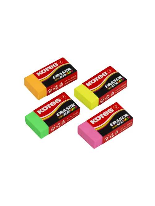Ластик Kores цветной, 40x21x10mm в дисплей-боксе, цвет в асс 40303