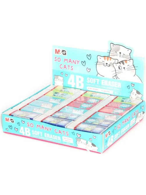 Ластик прямоугольный M&G So Many Cats, 43x18x12 мм, ПВХ, белый, уп ассорти