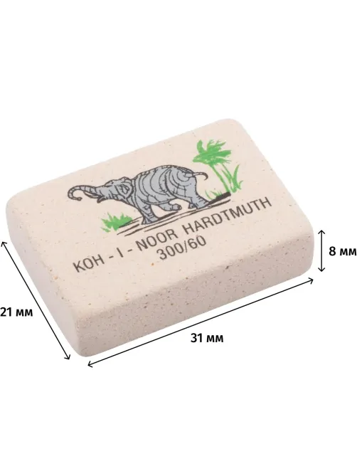 Ластик KOH-I-NOOR ELEFANT 300/60 8х31х21мм, цветной Чехия