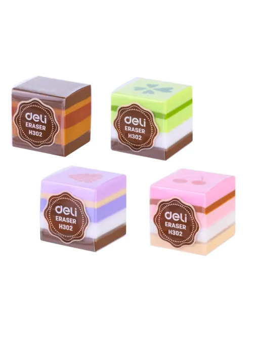 Ластик Deli EH302 25х25х25 мм, ПВХ, ассорти