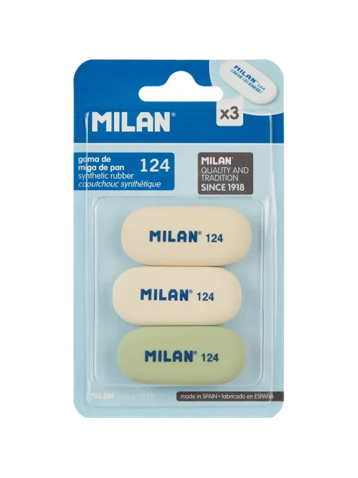 Ластик каучук Milan 124, 3 штуки в блистере (BMM9203)