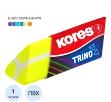 Ластик Kores треугольный неоновый в дисплей-боксе, цвет в асс 40503