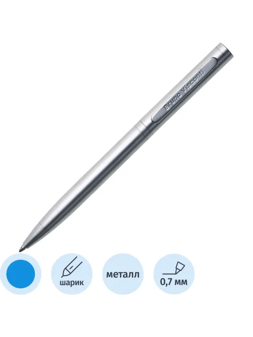 Ручка шариковая BV FIRENZE 1мм син кор серебрн,тубус прямоуг сер 20-0302/03