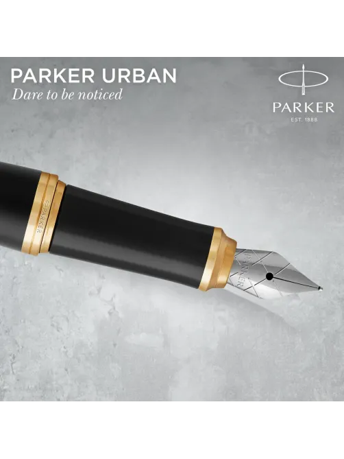 Ручка перьевая Parker Urban Muted Black GT 0,8мм,синий,подар.кор.,1931593