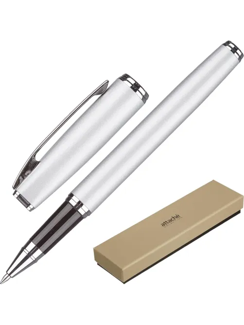 Ручка гелевая  Attache Selection Elegance,сереб.корп ,синий,футляр