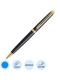 Ручка шариковая WATERMAN HEMISPHERE  черн лак с позол,лин.сред,син S0920670