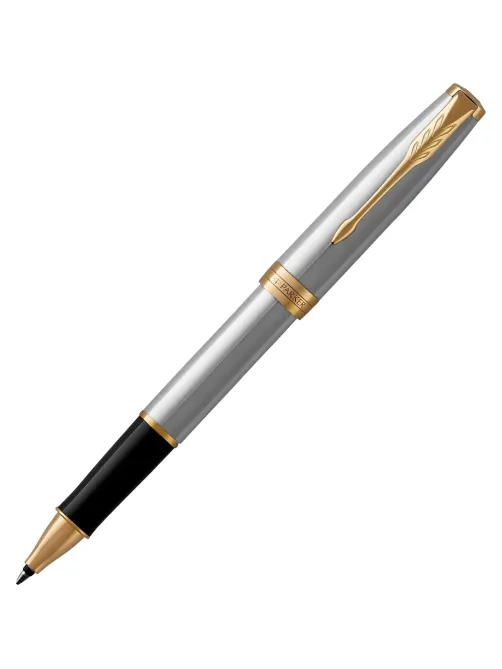 Роллер Parker Sonnet Stainless Steel GT 0,7мм, черный, подар.кор, 1931506