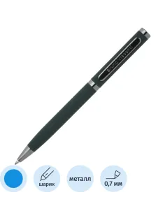 Ручка шариковая BV FIRENZE 1мм син кор зелен,тубус прямоуг черн 20-0300/03