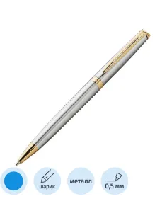 Ручка шариковая WATERMAN HEMISPHERE S0920370 сталь с позол лин сред чер син