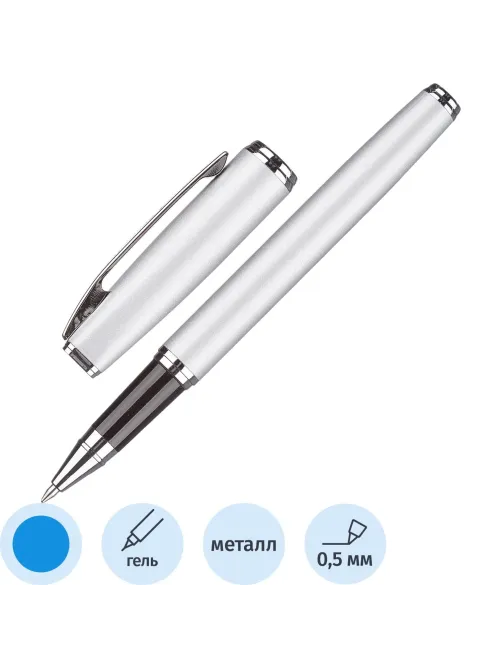 Ручка гелевая  Attache Selection Elegance,сереб.корп ,синий,футляр