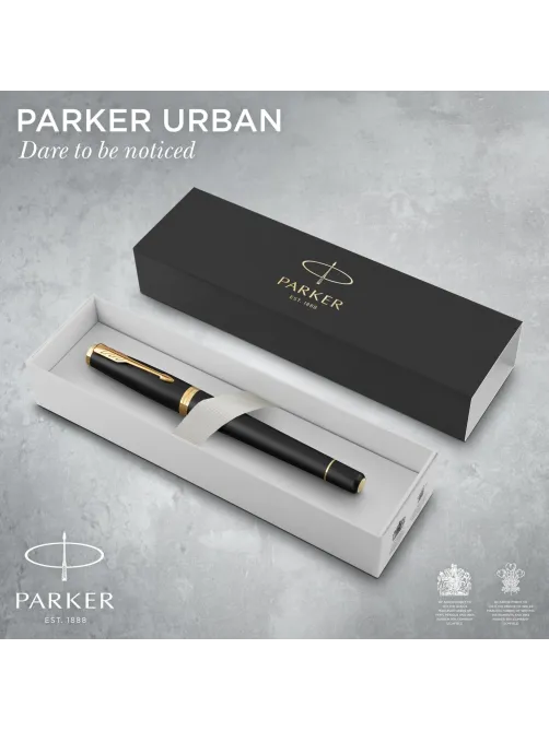 Ручка перьевая Parker Urban Muted Black GT 0,8мм,синий,подар.кор.,1931593
