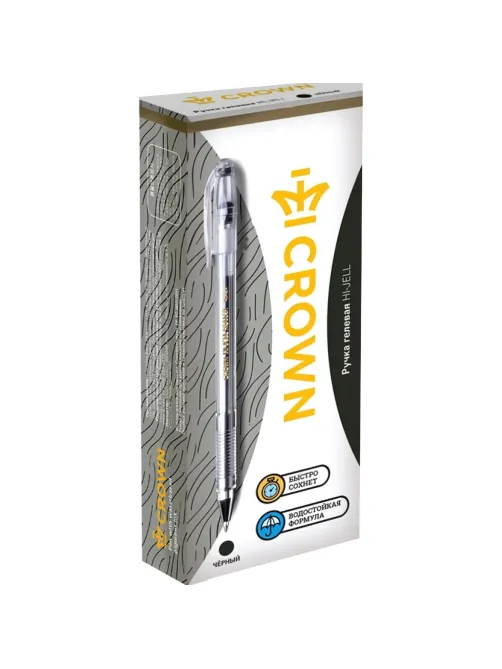 Ручка гелевая неавтомат. CROWN Hi-Jell черная 0,5мм HJR-500B