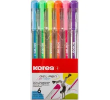Набор гелевых ручек Kores K11 Neon син.,зелен,оран,желт,роз,фиол 6 цв 28216