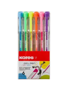 Набор гелевых ручек Kores K11 Neon син.,зелен,оран,желт,роз,фиол 6 цв 28216