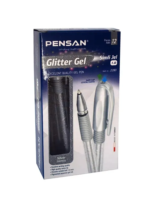 Ручка гелевая неавтомат. Pensan GLITTER GEL шарик 1мм, серебрян