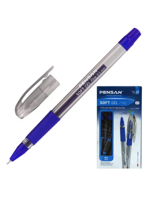 Ручка гелевая неавтомат. PENSAN  SOFT GEL 0,5 синяя,манж