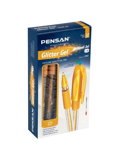 Ручка гелевая неавтомат. Pensan GLITTER GEL шарик 1мм, золотая