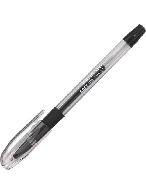 Ручка гелевая неавтомат. PENSAN SOFT GEL FINE 0,5чер,манж2400/12-2420