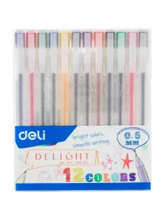 Набор гелевых ручек Deli Delight д.ш.0,5 мм, лин 0,35 мм,12 цв EG119-12C
