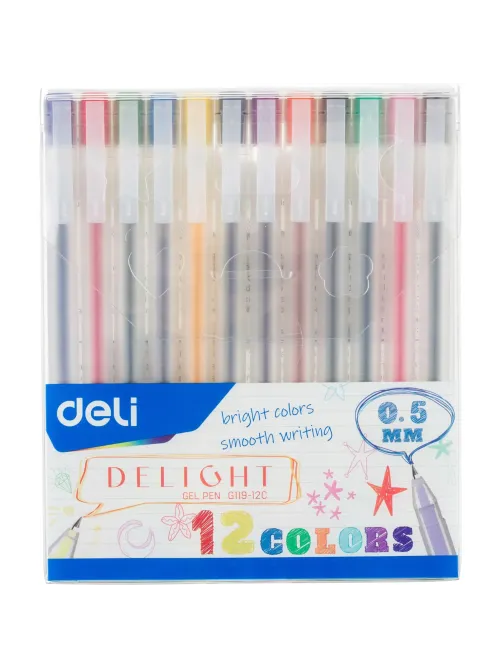 Набор гелевых ручек Deli Delight д.ш.0,5 мм, лин 0,35 мм,12 цв EG119-12C