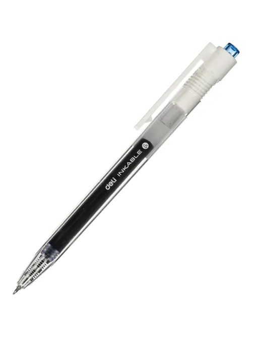 Ручка гелевая автомат. Deli INKABLE EG05S-BL,гибр.нак0,5,син быстросх,прозр