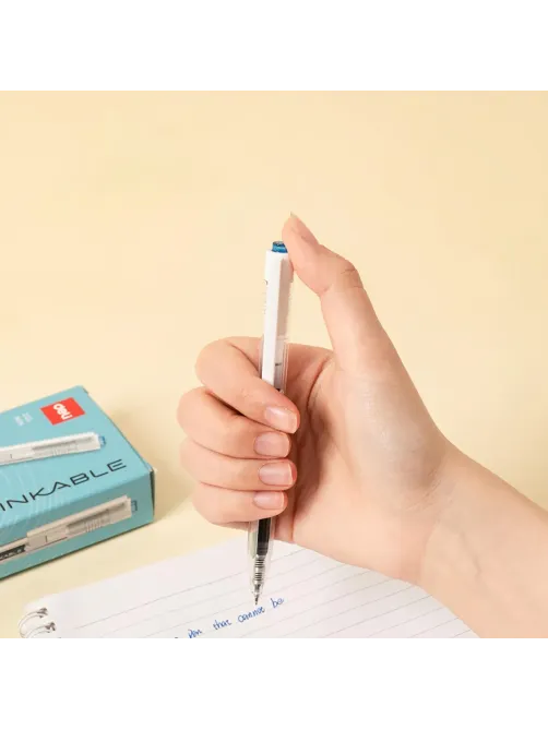 Ручка гелевая автомат. Deli INKABLE EG05S-BL,гибр.нак0,5,син быстросх,прозр