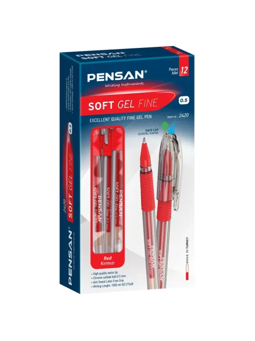 Ручка гелевая неавтомат. Pensan SOFT GEL шарик 0,5мм, красная