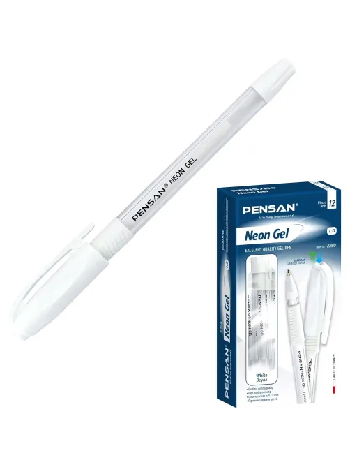 Ручка гелевая неавтомат. PENSAN NEON WHITE1,0мм,бел.черн,манж,2290/12
