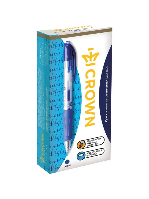 Ручка гелевая автомат. CROWN AJ-5000R 0,7мм. Автомат. рез. манж. син