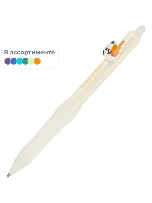 Ручка гелевая автомат. Deli Lucky Meow EG345-BL,пул.нак.0,5,стир,коты,в асс