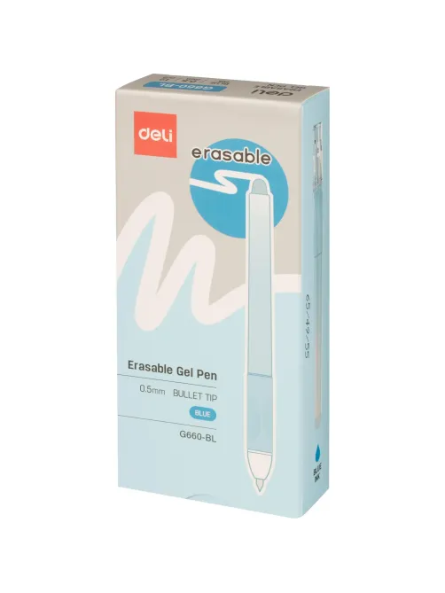 Ручка гелевая неавтомат. Deli Erasable EG660-BL,стираем,пул.нак0,5,син,асс