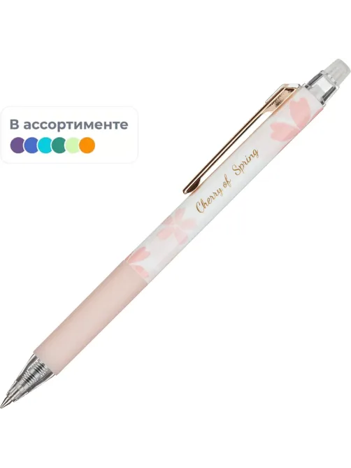 Ручка гелевая автоматическая стир.чер. M&G Sakura,0,5мм,син, в асс,манж