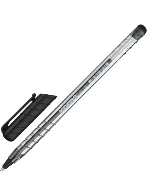 Ручка шариковая неавтомат. KORES К1 F(0,7мм)треуг.корп,черн.ст. 39521
