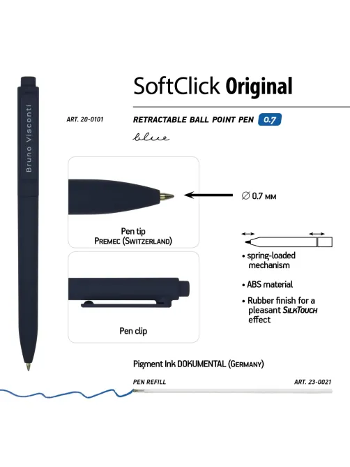 Ручка шариковая автомат. SoftClick.ORIGINAL 0,7мм,манж, 20-0101
