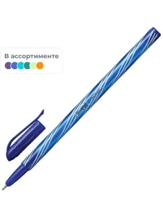 Ручка шариковая неавтомат.  синий ст., корп ассорти