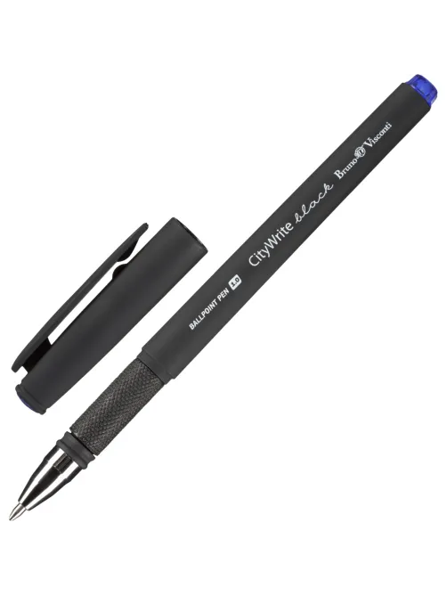 Ручка шариковая неавтомат. CityWrite.BLACK 1.0мм, син,манж,20-0015