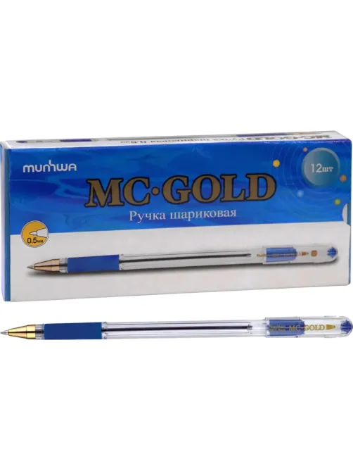 Ручка шариковая неавтомат. MunHwa MC Gold син,0,5мм,масл,манж 207858