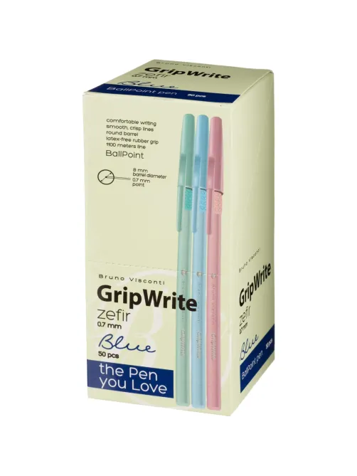 Ручка шариковая неавтомат. GripWrite Zefir линия 0,7мм, син.,асс,20-0326/03